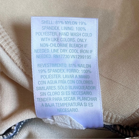 Kona Sol One Piece Swimsuit Women’s S Gray Ribbed Tropical Floral Palm Leaf - Picture 11 of 11